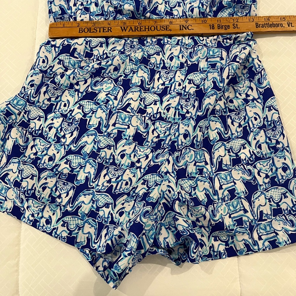 Lilly Pulitzer Romper Elephant Blue White Spaghetti Strap Size 0 summer - Picture 6 of 13